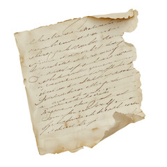 Aged handwritten letter on crumpled paper with torn edges