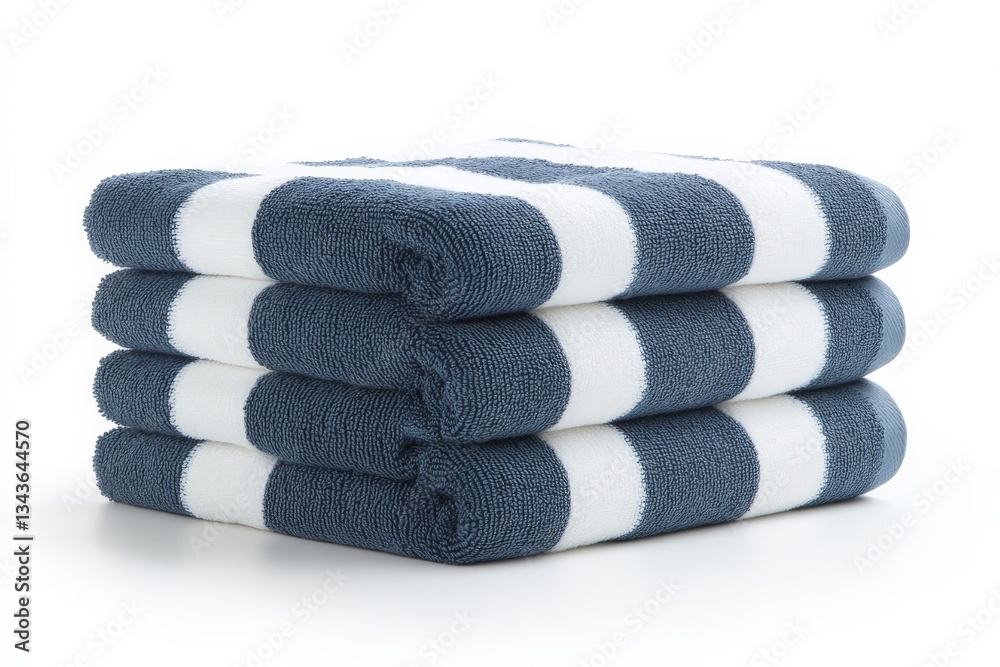 Poster soft and absorbent striped towels stacked neatly for home use