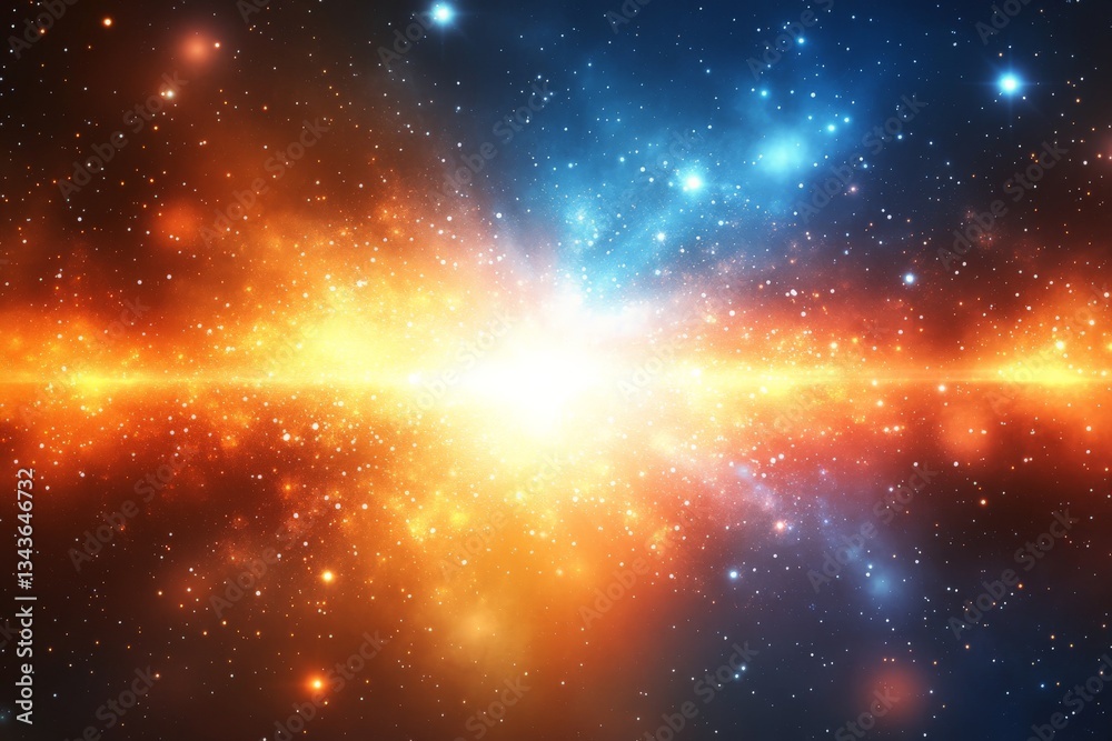 Aufkleber Colorful cosmic explosion with stars and galaxies seen from outer space in a vivid display of light and energy