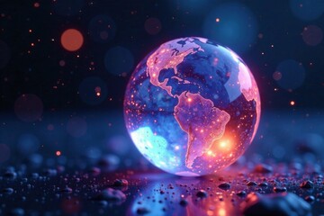 Iridescent sheen on translucent orb, light, glow