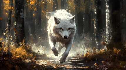 Wolf Sprinting and Leaping for Prey in Snow