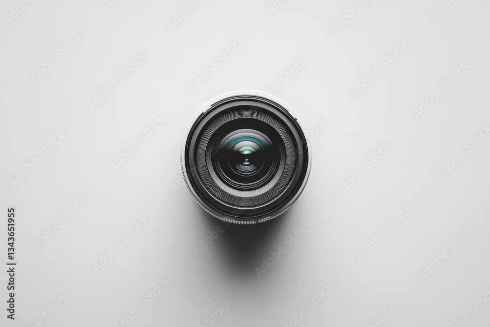 Poster high-quality camera lens captured from above on a clean surface showcasing intricate details and cla