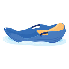 Blue children sleds equipment winter snow outdoor leisure activity 3d icon realistic vector