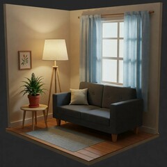 3d render of a modern living room
