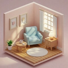 3d render of a modern living room