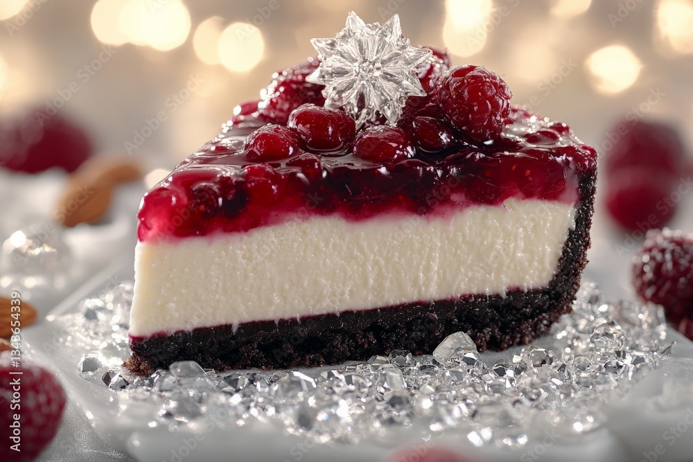 Aufkleber delicious dessert slice presented with vibrant raspberry topping and a touch of elegance