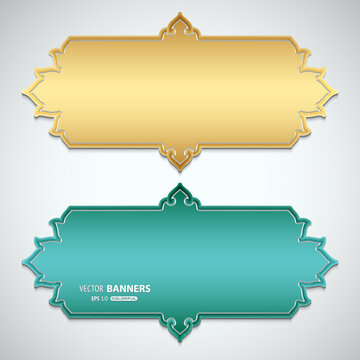 3d banners template with arabesque deign
