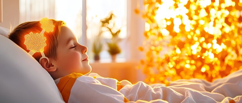 Innovative contactless thermometer scanning child's health at home embracing technology in modern healthcare environment