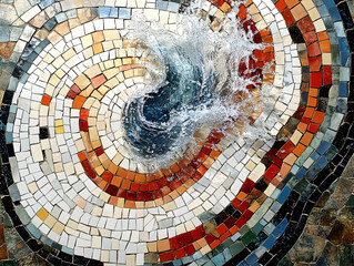 Colorful mosaic fountain swirl