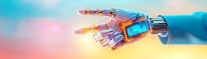 Naklejka premium Robotic limb technology revolutionizing healthcare medical innovations future of medicine modern environment perspective on human enhancements