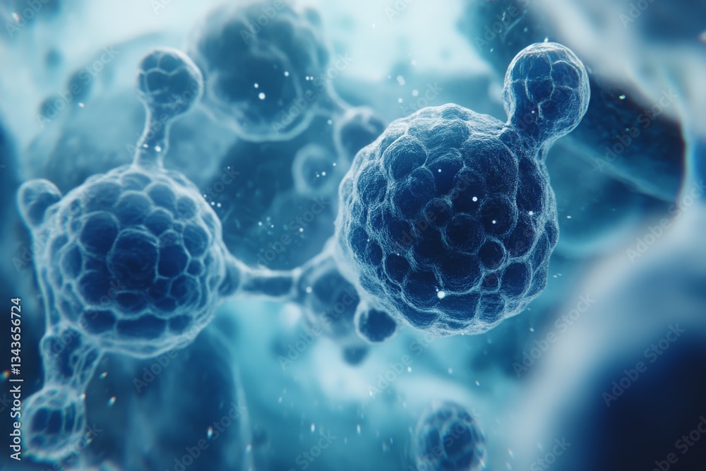 Poster molecular structures observed under a microscope showcase intricate details in a laboratory setting