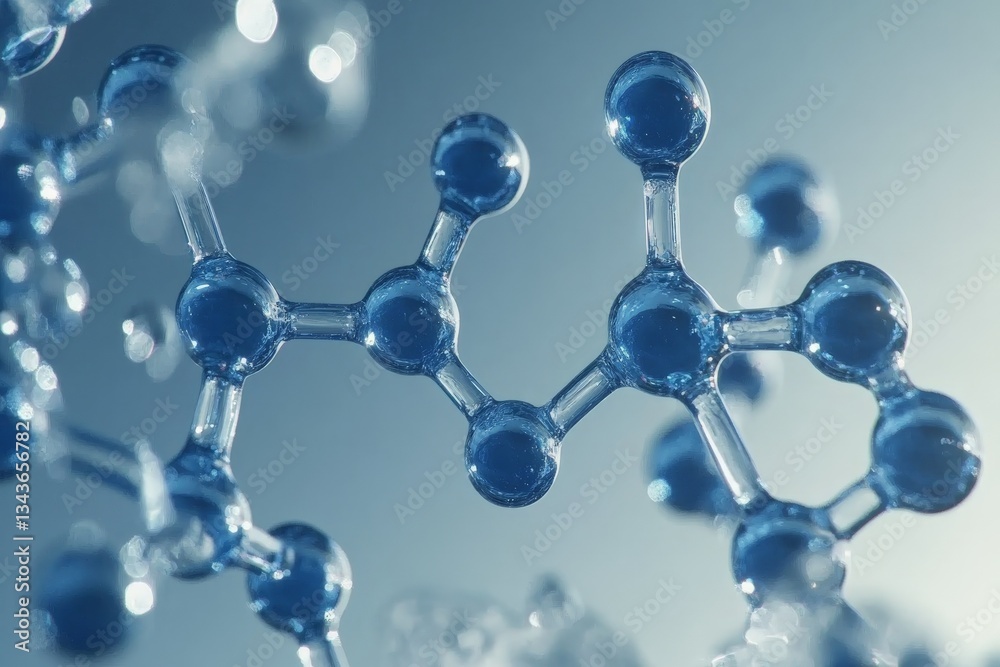 Poster Molecules of water exhibit intricate structure in a close-up view under soft lighting conditions