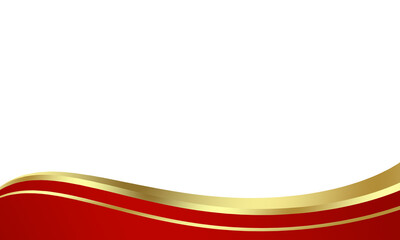 Abstract red gold luxury curved wavy frame as cover decoration isolated on white background