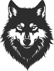 Logo of a beautiful wolf with lush and voluminous black fur.