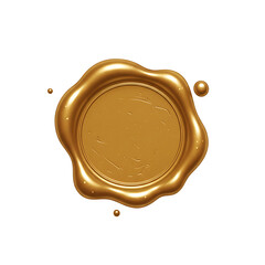 gold wax seal isolated on white, blank gold wax seal 
