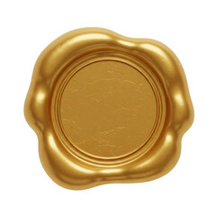 gold wax seal isolated on white, blank gold wax seal 