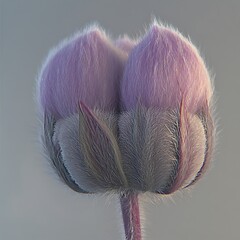 A close up image of a fuzzy purple flower bud