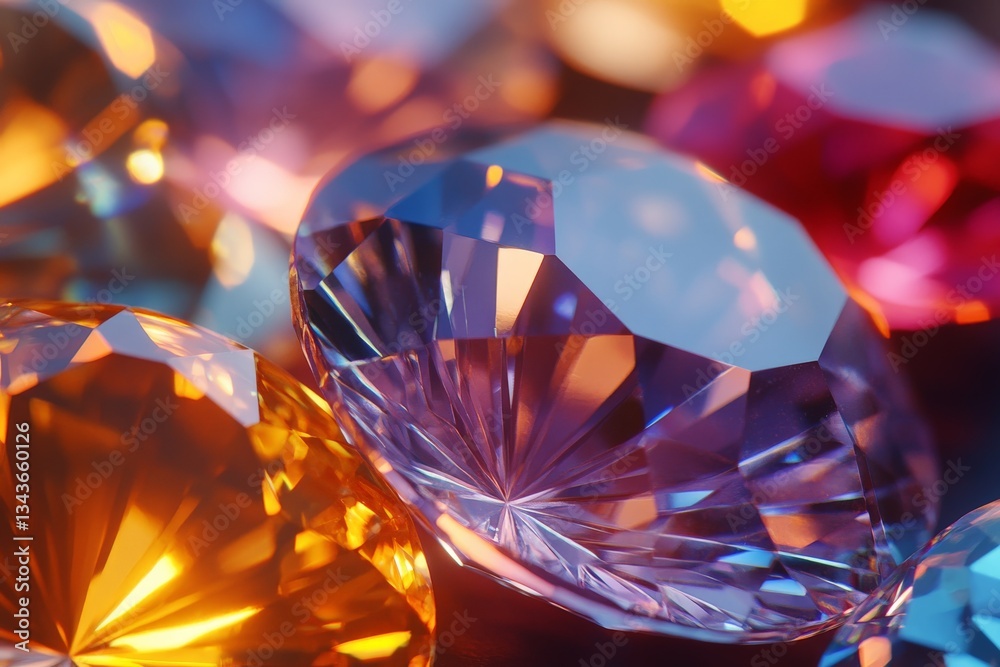 Poster colorful gemstones sparkle in the light, showcasing their brilliant facets and vibrant hues, creatin