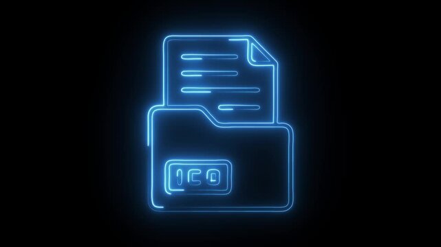 Glowing neon ico file icon isolated on black background. HD Video motion graphic animation