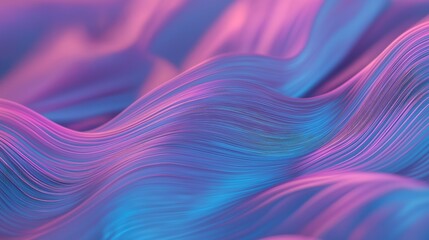 Obraz premium Abstract digital art piece with a wave-like pattern. the background is a gradient of pink and blue, with the pink on the top and the blue on the bottom.