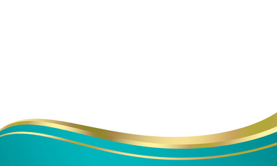 Abstract light blue gold luxury curved wavy frame as cover decoration isolated on white background