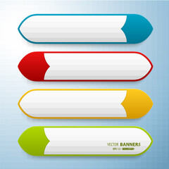 Set of Colorful Curved Vector Banners in Red, Blue, Green, and Yellow

