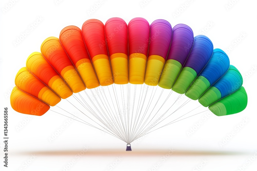 Aufkleber colorful parachute design showcases vibrant hues arranged in a rainbow spectrum with folds and strin