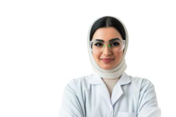 Iranian female environmental scientist isolated on transparent white background