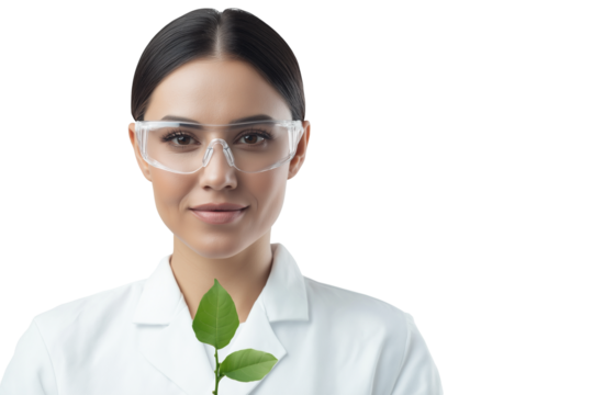 Colombian female environmental scientist isolated on transparent white background