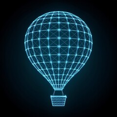 Naklejka premium Abstract vector polygonal air balloon illustration mesh spheres with lines and points