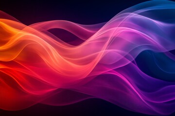 Colorful abstract waves flow across a dark background creating a dynamic visual experience for viewers