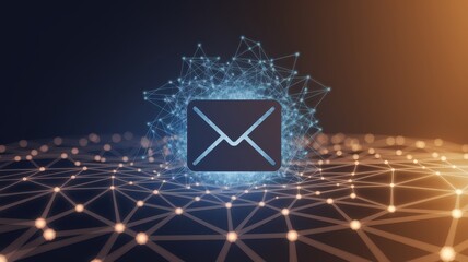 Spam email prevention concepts. Digital network with mail icon, symbolizing communication and connectivity.