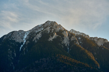 Rugged mountain peak at sunset........