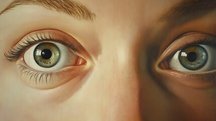 Naklejka premium Close-up realistic painting of wide open eyes.