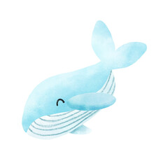 The blue whale is cute and big.