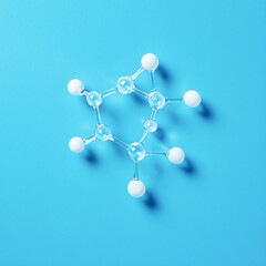 Obraz premium Molecular structure model on vibrant blue background