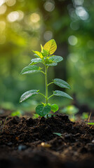 earth day. planting plants. planting a sprout in the ground