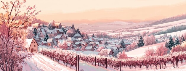 Obraz premium Winter wine tasting in Alsace France among village charm