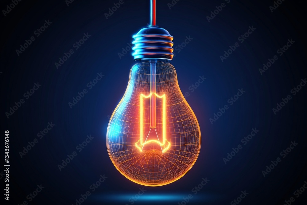 Poster bright idea depicted with a glowing light bulb showcasing intricate design and vibrant colors