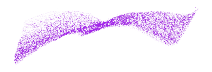 Separate purple crayon brush strokes on transparent background.