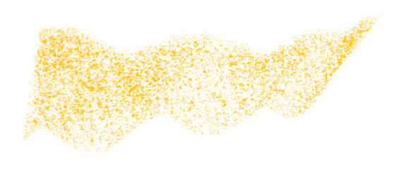 Separate yellow crayon brush strokes on transparent background.