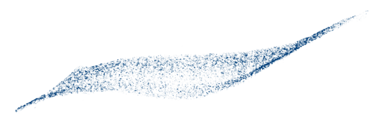 Separate blue crayon brush strokes on transparent background.