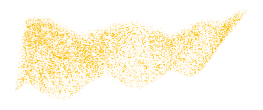 Separate yellow crayon brush strokes on transparent background.