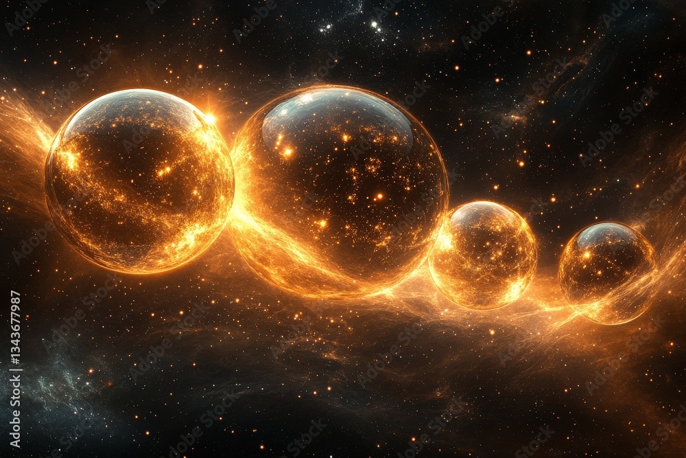 Aufkleber vibrant cosmic spheres glowing in a vast universe during a stellar event