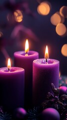 Abstract Advent-Four Purple Candles With Soft