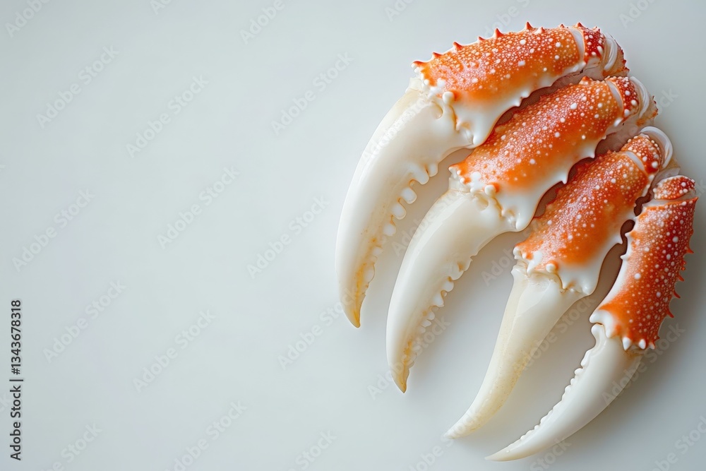 Aufkleber fresh seafood display featuring vibrant crab claws on a light surface