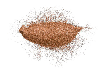 Brown glitter powder isolated on transparent background.