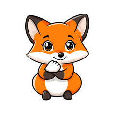 Obraz premium Cute and playful cartoon fox character with big eyes and a charming smile.