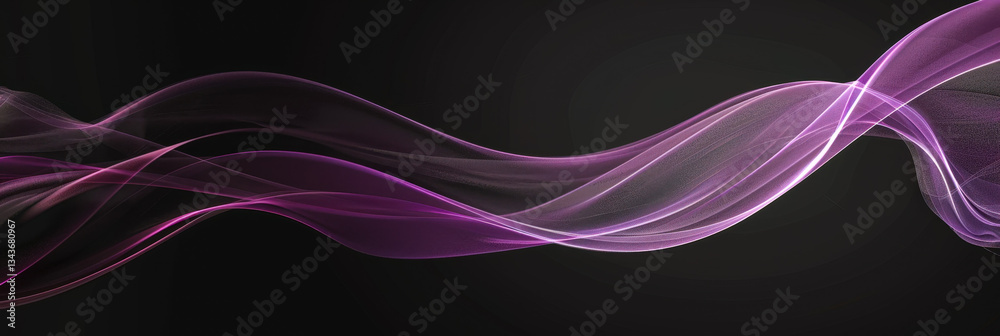 Poster Waves of purple and pink flow gracefully against a dark background, creating a visually striking abstract design with smooth gradients