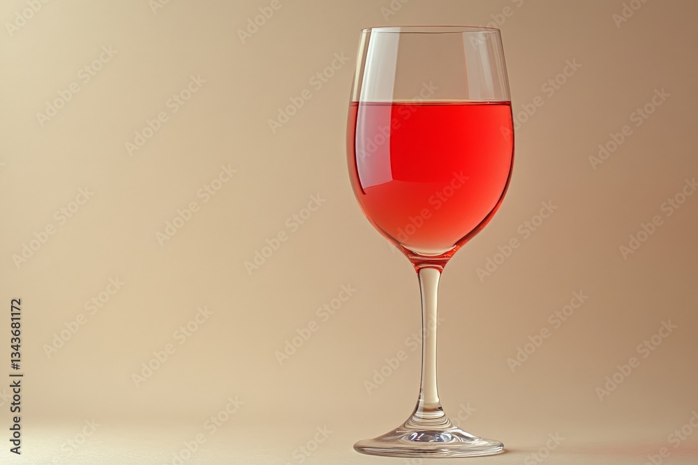 Poster elegant glass filled with vibrant red beverage on a neutral background showcasing simplicity and sty